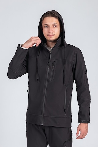 Suya Dayanıklı Slim Fit Softshell Kapüşonlu Erkek Mont Gri