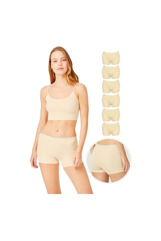 Cottonhill Basic Lazer Kesim Dikişsiz Kadın Boxer Külot 6'lı Paket-2 Renkli-5 Çok Renkli