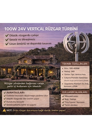 100w 24v Vertical Rüzgar Türbini