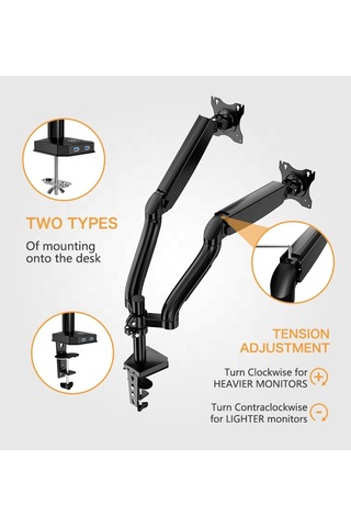 Ds90-2 Lcd Led Aluminyum Monitör Tutucu Kol Amortisörlü Vesa