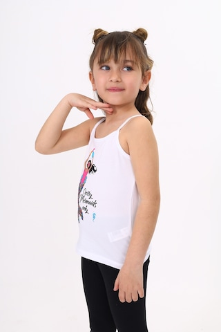 Toontoy Kids Toontoy Kız Çocuk Deniz Kızı Baskılı Pul İşlemeli Atlet Beyaz