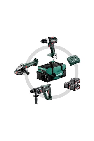 Metabo 685212000 Combo 3.1 Sb 18 Lt Bl Kömürsüz Akülü Darbeli Matkap + Kh 18 Ltx 24 Akülü Kırıcı Delici + W 18 L 9-125 Quick Akülü Avuç Taşlama 900 Watt Muadili Set 3x 5.2 Ah 18v Akü Ve Şarj Cihazı