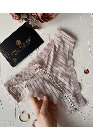 Lola Transparan Arkası Bağlama Detaylı Pamuklu Fantezi/günlük Kul Bej