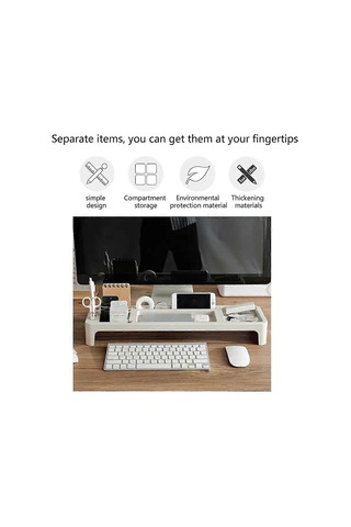 Ganzhoushop Plastik Masa Düzenleyici Masa Kırtasiye Tutucu Klavye Rafı Ev Ofis Masaüstü Depolama Rafı