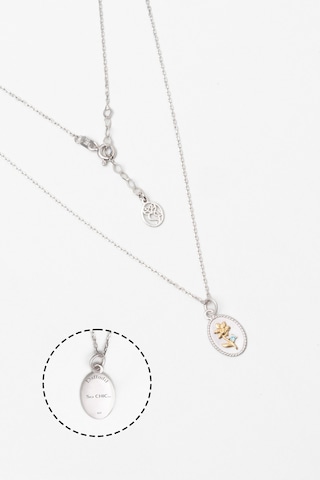 So Chic Nergis Çiçeği 18 Ayar Beyaz Altın Kaplama 43 Cm Gümüş Kolye Rodyum