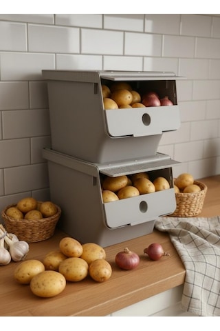 Vizon 2'li 13,5 Lt Modubox Kayar Kapaklı Saklama Kabı & Patates Soğan Kovası & Erzak Kutusu Diğer