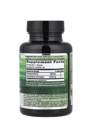 Emerald Laboratories, Pregnenolone, 60 Veg Capsules