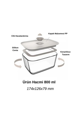 Neoflam Clik Bej Dikdörtgen Saklama Kabı 800 Ml Sku: Smg8690010223845