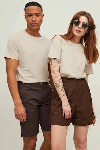 Jack & Jones Erkek T Shirt 12113648-Krem