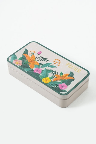 Fleur Kabartmalı Çiçek Desenli Metal Hediye,takı,dikiş,saklama Kutusu 197 X 107 X 43 Mm