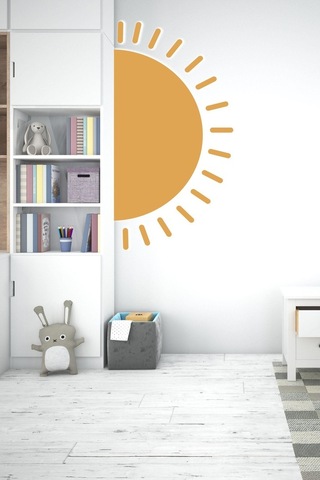 MSticker Küllü Sarı Güneş Çocuk Bebek Odası Duvar Sticker (58X100 Cm)