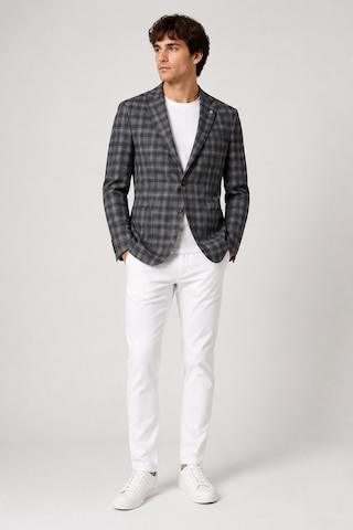 Sabri Özel Erkek Kareli Desen İki Düğmeli Yarım Astar Smart-casual Tek Ceket 6 Drop 12014-yeşil