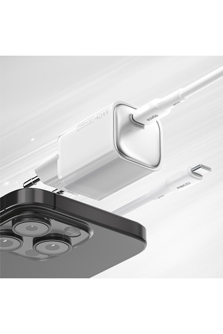 Recci Rc132e 45w Type-c Pd Gan Teknolojili Mini Hızlı Şarj Seti 1m Beyaz