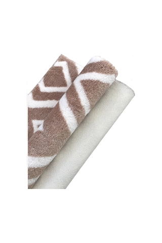 Jassrug Royal Kaymaz Taban Banyo Halısı 50x80 Karo Sütlü Kahve Sütlü Kahve