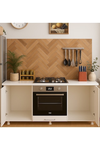 140lık Ankastre Fırın Ocak Dolabı,kahve Köşesi,çok Amaçlı Mutfak Dolabı Beyaz