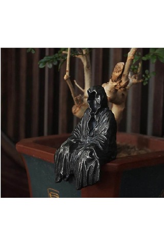 CajuArt Siyah Gotik Hayalet Heykeli Masa Raf Ucu Dekoratif Biblo