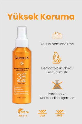 Derminix Yüksek Koruma Yüz ve Vücut Güneş Kremi SPF30+ 150 ML