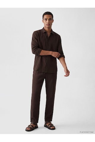 Lcw Vision Kahverengi Regular Fit Krinkle Erkek Gömlek