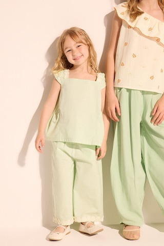 Defacto Floral Keten Görünümlü 2li Takım Kız Bebek H4734a526smgn1139 Yeşil-gn1139