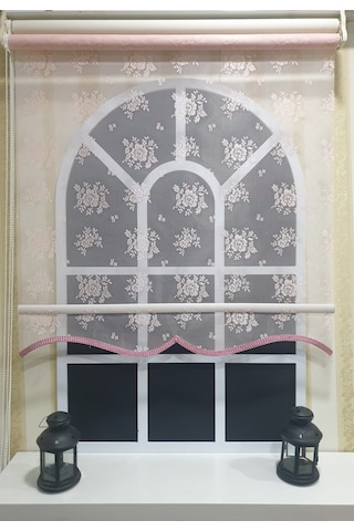 Storburada Çift Mekanizmalı Pembe Tül Perde Ve Ekru Stor Perde Stb2015-v09 Pembe