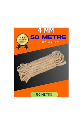 4 Mm 50 Metre Jüt Halat Dekoratif Hasır İp Urgan Süs Evimdeyokyok