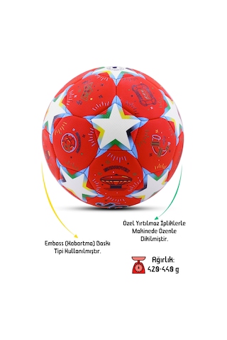 Telvesse Futbol Topu Stars Pompalı Set Dayanıklı Sert Zemin Halı Saha Futbol Topu No:5 046 Karışık Renkli