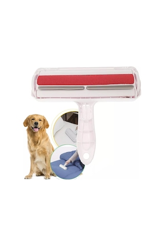 Coverzone Kedi Köpek Tüy Toplayıcı Hazneli 2 Yönlü Kıyafet Halı Yatak Kıl Toz Tüy Toplayıcı Gırgır Kırmızı