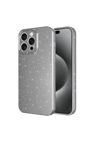 Apple Uyumlu iPhone 15 Pro Kılıf Kamera Korumalı Simli Silikon Üstün Koruma Ata Pro Tech Gri