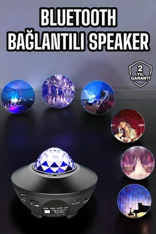Çocuklara Özel Şarjlı Bluetooth Hoparlör Parti Led Lambası Yıldızlı Projeksiyon Diğer