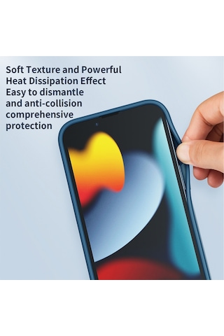 Rock Apple Uyumlu iPhone 14 Graphene Serisi Isı Dağılımlı Kılıf Mavi Mavi