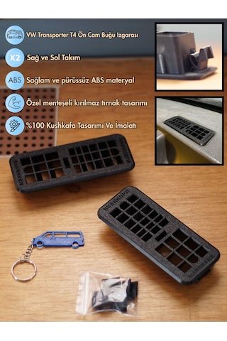 Kushkafa Vw Transporter T4 Ön Cam Buğu Izgarası Sağ Sol Takım Ön Cam Kalorifer Menfezi 701819071 / 701819072 Siyah