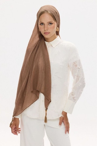 Fenza Scarf Freya Müslin Püsküllü Bürümcük Pamuklu Şal Vizon