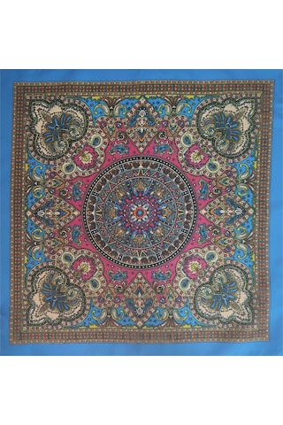 Bhandana Mandala Mavi Kare Bandana Çok Renkli Bhandana Mandala Mavi Kare Bandana Çok Renkli