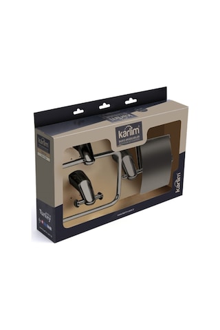 Mesateknik Dicle Serisi Titanyum Renk Banyo Aksesuar Seti 3'lü Siyah