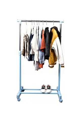 Tekerlekli Elbise Askılığı Çocuk Mavi