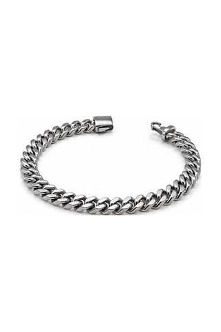 Balenbi Jewelry Kadın Gümüş Renk Kalın Gurmet Zincir Kararmaz Çelik Bileklik 1097