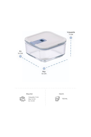 Neoflam Perfect Seal Kare Cam Saklama Kabı Bej 720 ML Bej