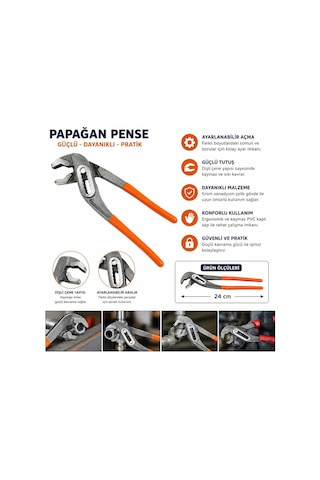 Orret Home 24 Cm Papağan Pense Ayarlı Pense Kargaburun Boru Anahtarı Çok Amaçlı Ayarlanabilir Kaymaz Saplı Dayanıklı Çelik El Aleti Asorti Renk