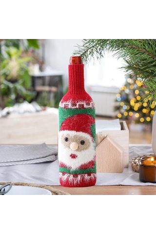 Pazly Yılbaşı Yapımı Suntek Şişesi Şarap Noel-baba Kapağı, El Bg