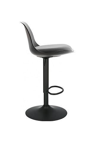 Bürocci Nadya Bar Sandalyesi - Gri Deri - Mat Siyah Ayaklı - 9537y0125 Gri