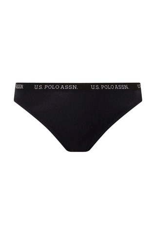 U.S. Polo Assn. Kadın Siyah Kalın Kenarlı Lastikli Bikini Alt Siyah