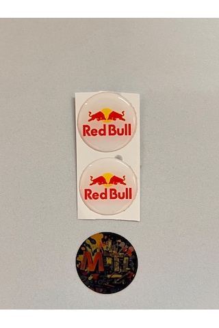 Redbull Damla Sticker Etiket Kabartmalı 3d Silikon Direk Arması Redbull Epoksi 2adet 3,5x3,5cm Çok Renkli