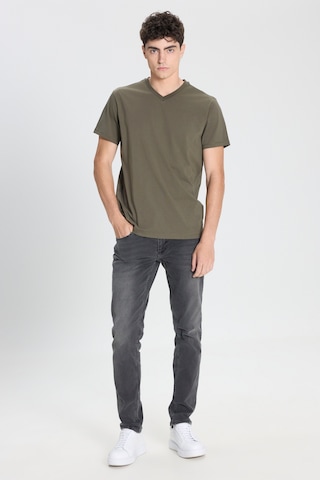 Ac&Co / Altınyıldız Classics Slim Fit Dar Kesim V Yaka Pamuklu Erkek Tişört Haki