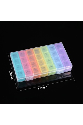 Qingmipy 28 Bölmeli Günlük İlaç Organizerı - Günde 4 Kez İlaç Almak İçin Taşınabilir Plastik Kutusu Diğer