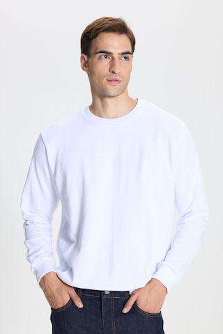 George Henry Standart Fit Normal Kesim Pamuklu Bisiklet Yaka Sweatshirt Beyaz