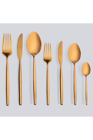 Jumbo 5900 Infinity Titanyum Bronz 12 Kişilik 84 Parça Çatal Kaşık Bıçak Takımı Titanyum Bronz