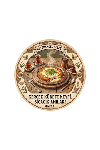 Künefe Temalı Tatlıcılar Pastaneler Restoranlar İçin Ahşap Duvar Kapı Dekoratif Süs Tablo 5