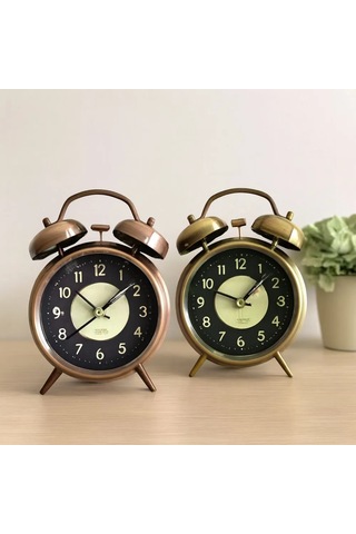 Jenerik Yuvarlak Metal Çalar Saat 10 Cm - Pilli Işıklı Fosforlu