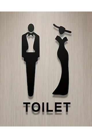 Ahşap Tuvalet Wc Yönlendirme Levhası