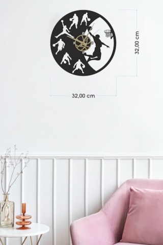 Basketbol Spor Duvar Saati Mdf Duvar Dekorasyon Lazer Kesim 32x32